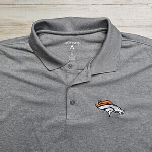 Denver Broncos Polo Golf Shirt Men XL Gray Antigua NFL Football Short Sleeve